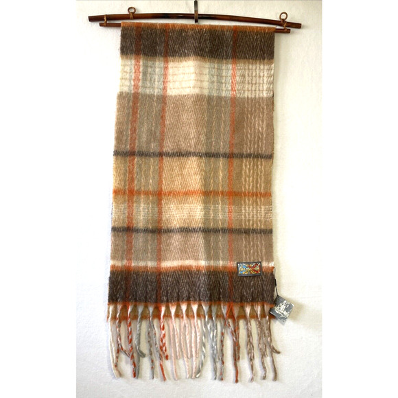 Celtic Ore Authentic Irish Knitwear Brown Orange Wool Blend Scarf 72X 20 NWT - Picture 1 of 12